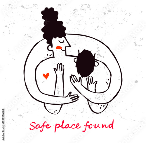 Hugging Couple Man And Woman Embracing Love And Care Concept