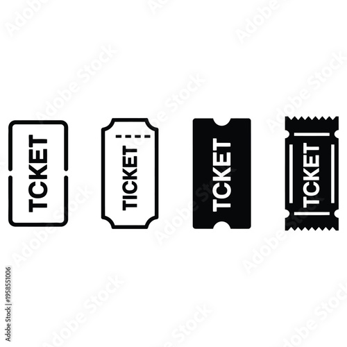 Ticket icon. Simple ticket illustration. Cinema, theatre, concert or event pass symbol isolated.