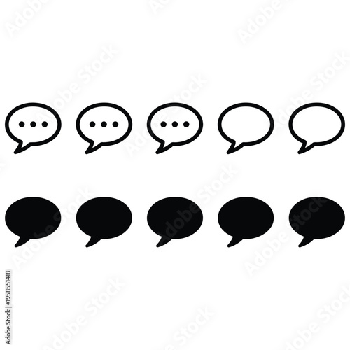 Chat icon set. Collection of outline and filled speech bubbles sign. Messaging symbol for UI, communication apps, and feedback interfaces. Talk pictogram. Text illustration.
