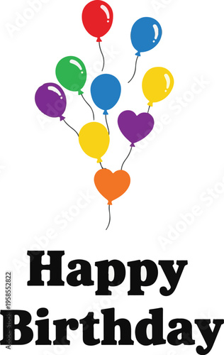 A colorful illustration of balloons with a Happy Birthday message