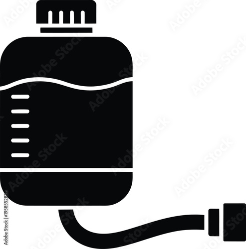 Black silhouette water heater expansion tank vector, plumbing equipment symbol