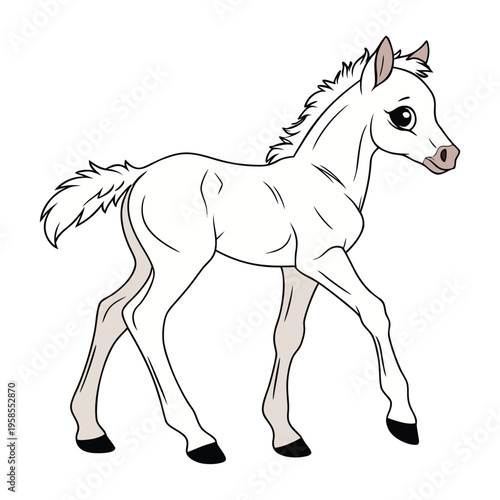 Little horse character sketch, nursery animal vector illustration