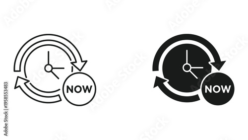 Clock Now Symbol Time Management Business Concept
