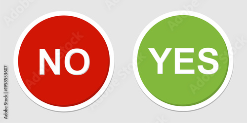 Yes and no icons. Green yes icon, red no icon. Flat vector icons for apps and websites