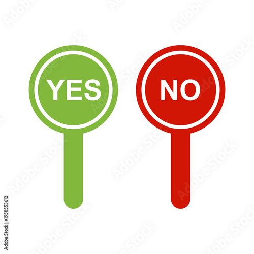 Yes and no icons. Green yes icon, red no icon. Flat vector icons for apps and websites
