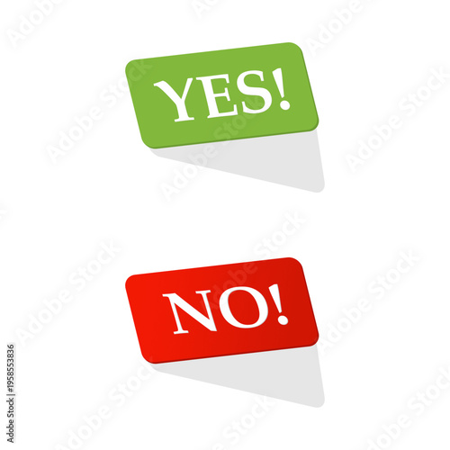 Yes and no icons. Green yes icon, red no icon. Flat vector icons for apps and websites