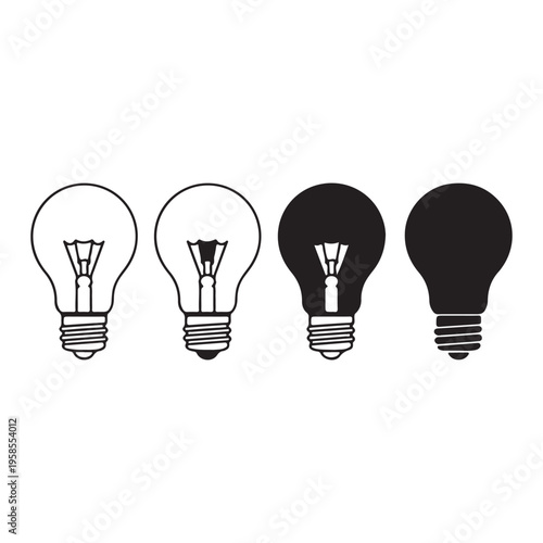 Outline light bulb icon simple minimal electricity lamp idea symbol illustration