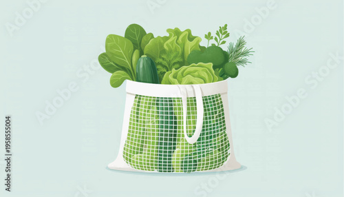 Green Leafy Vegetables in Reusable Bag.