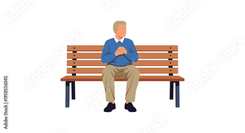 An older man sits thoughtfully on a park bench his hands clasped presenting a distinct silhouette high quality professional detailed modern