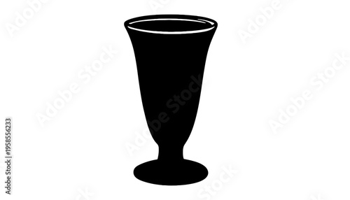 A black silhouette of a champagne flute on a white background