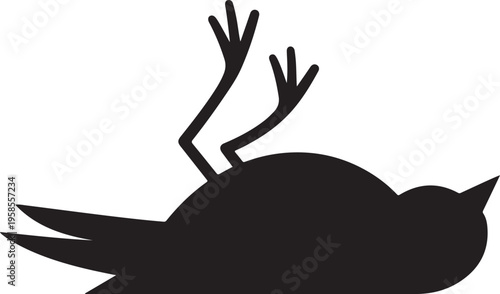 Dead Bird Silhouette Vector Minimalist Avian Life Cycle Icon
