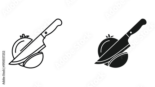 Knife Slicing Tomato Food Preparation Commercial Icon