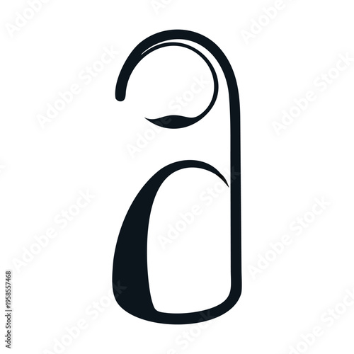 A simple black silhouette of a classic door hanger, often used for do not disturb signs, providing a clear and versatile graphic element isolated on
