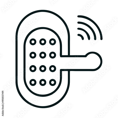 Smart door lock icon with a numeric keypad and wireless signal, symbolizing advanced home security, keyless entry, and smart home technology for enhanced safety and convenience