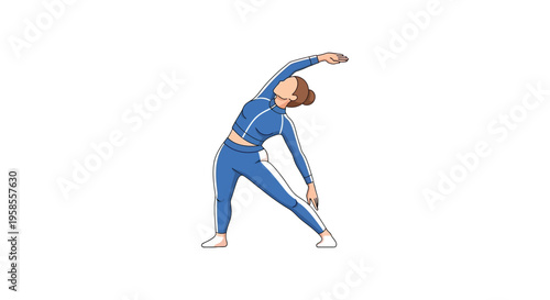 A woman performs a side bend stretch displaying athletic form and graceful movement presented as a silhouette high quality professional detailed