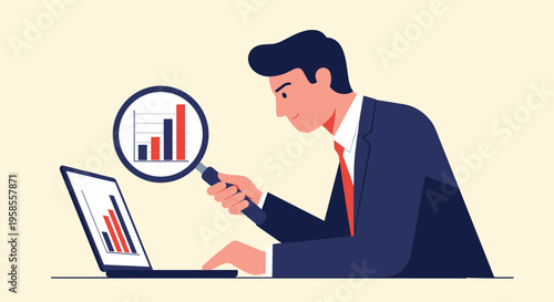 Photos Flat minimalist illustration of business owner analyzing sales data