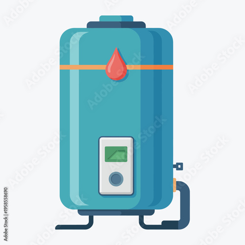 Cartoon water heater isolated on white background, water heating appliance
