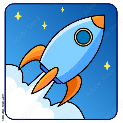 Technology icon, rocket startup launch, booster icon technology, single icon