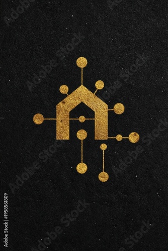 Abstract geometric logo design featuring interconnected nodes on a dark background