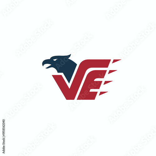 Eagle Head and Letter VE Logo Icon for Branding