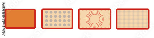 Set of four baking mats with different patterns for cooking and baking tasks