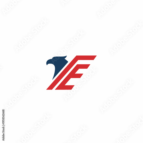 Eagle Head Integrated with Letter E Vector Logo Design