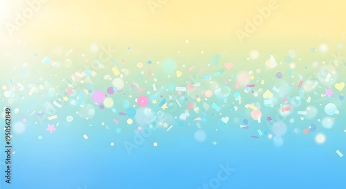 Soft Pastel Celebration Background with Colorful Sprinkles and Bokeh