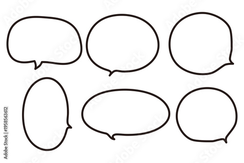手描き風吹き出しセットシンプル漫画会話フレームイラスト素材