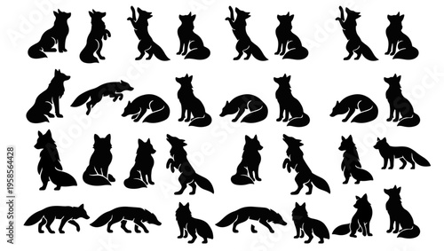 fox  silhouette fox vector fox black fox side fox jumped cute fox 