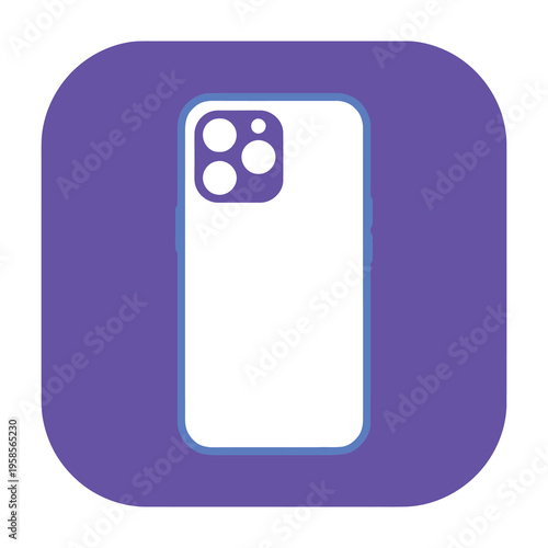 Purple smartphone icon with white screen and blue outline on rounded square background