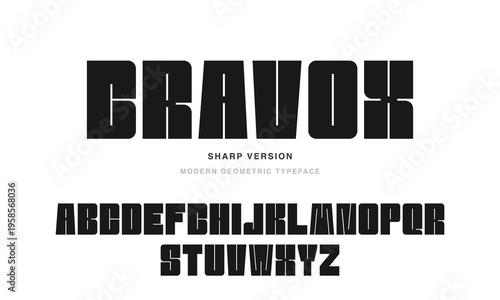 Modern Geometric Alphabet Font, Bold Abstract Sans Serif Typeface Style, Display Lettering Script for Tech, Digital, Web or App ui, Movie and Logo Design