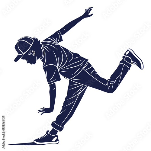 Silhouette of Boy Street Dance Hip Hop Dancer image vector isolated on white background.