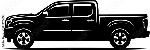 pick up truck silhouette vector illustration