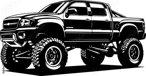 pick up truck silhouette vector illustration