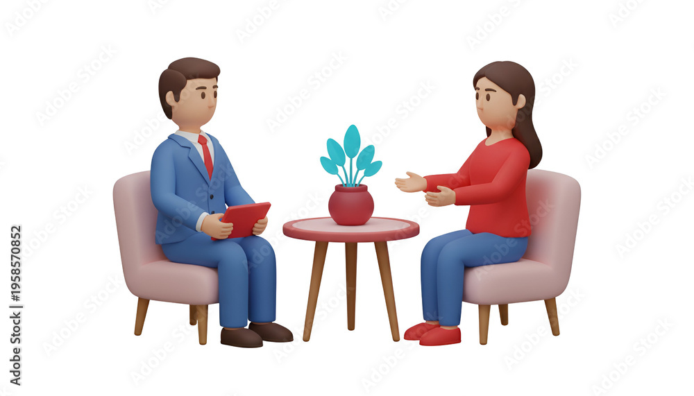 Obraz premium business professionals discussing ideas with potted plant isolated on transparent background