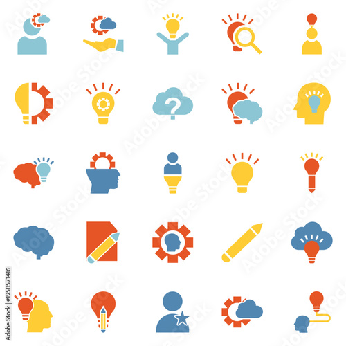 Inspiration icon.  Energy and insight pictograms for business concepts.  Vector illustration. EPS 10