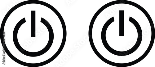 Two black power button icons isolated on white background symbol for start on off switch interface energy technology and hardware flat vector illustration