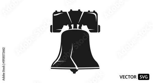 Liberty Bell Silhouette Icon Vector Graphic