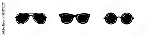 Three Types Of Sunglasses. High quality stock illustration with clear subject focus, cohesive composition, and versatile commercial applicability across branding, editorial, and digital publishing.