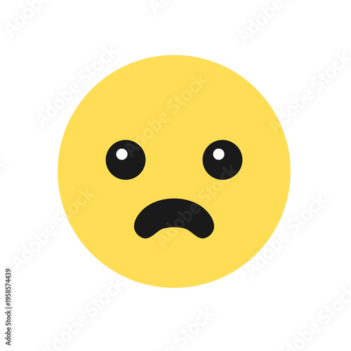 Sad emoji. Transparent PNG anime style smiley face. Flat isolated design element.