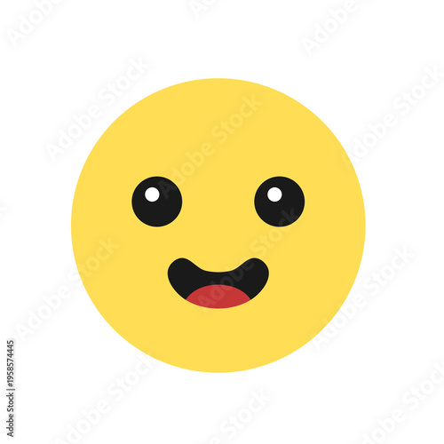 Happy smiling emoji. Transparent PNG anime style smiley face. Flat isolated design element.