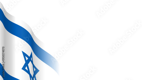 Vector waving Flag of the State of Israel. Waving Israel flag with empty, blank, copy space on transparent background. Design element for presentation, banner, advertisement, web. Place for text