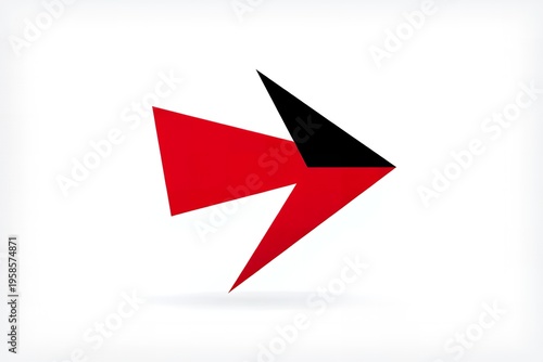 Free Download A stylized red and black arrow logo pointing to the right on a white background with a subtle shadow effect underneath the geometric shape. - GFXLoad