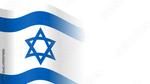 Vector waving Flag of the State of Israel. Waving Israel flag with empty, blank, copy space on transparent background. Design element for presentation, banner, advertisement, web. Place for text