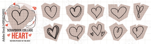 Brush hearth chalk for draw crayon heart and drawn hand sketch.