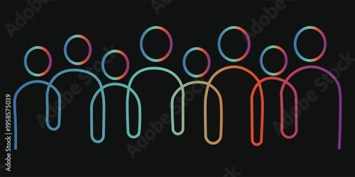 Vector illustration of inclusion and diversity on a black background.Vector illustration