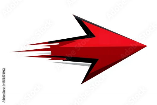 Free Download A red arrow with a black outline and motion lines pointing to the right on a white background - GFXLoad