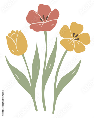 Spring Flowers Bouquet Illustration