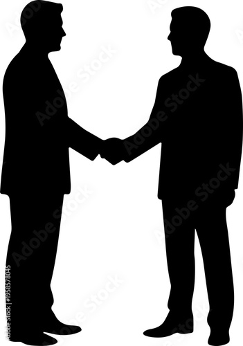Two Business Professionals Shaking Hands Agreement Concept Silhouette Clean Vector Black Minimal Illustration