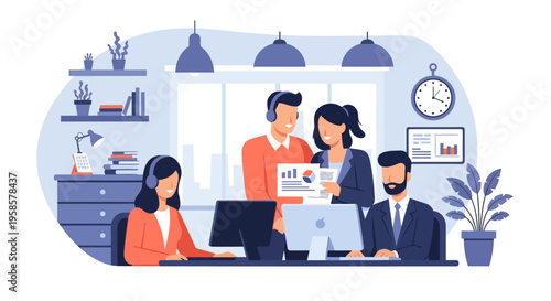 Business Professionals Working Together in Office.